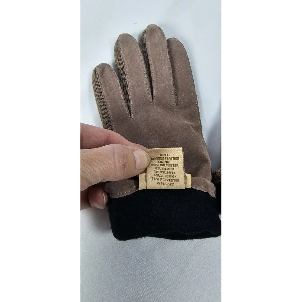Vintage Fownes Leather Suede Gloves‎ Brown Thinsulate Lining Woman's Size S/M